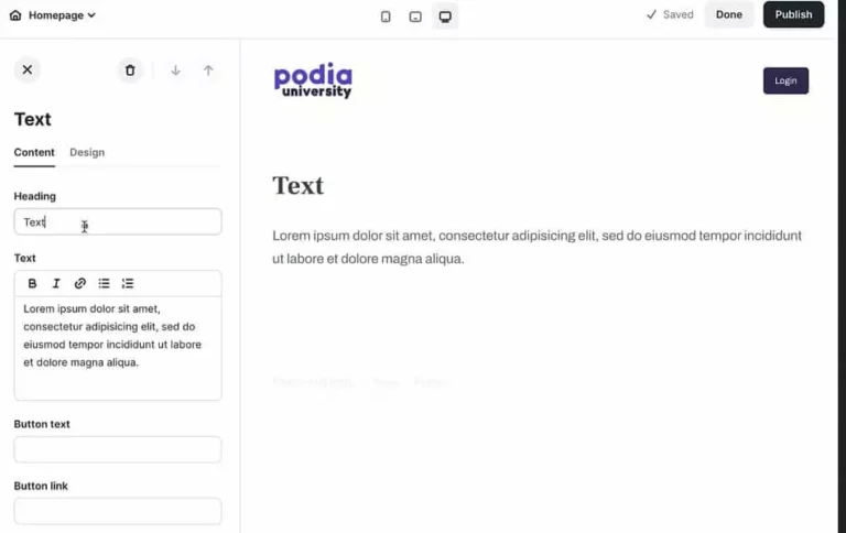 podia page builder